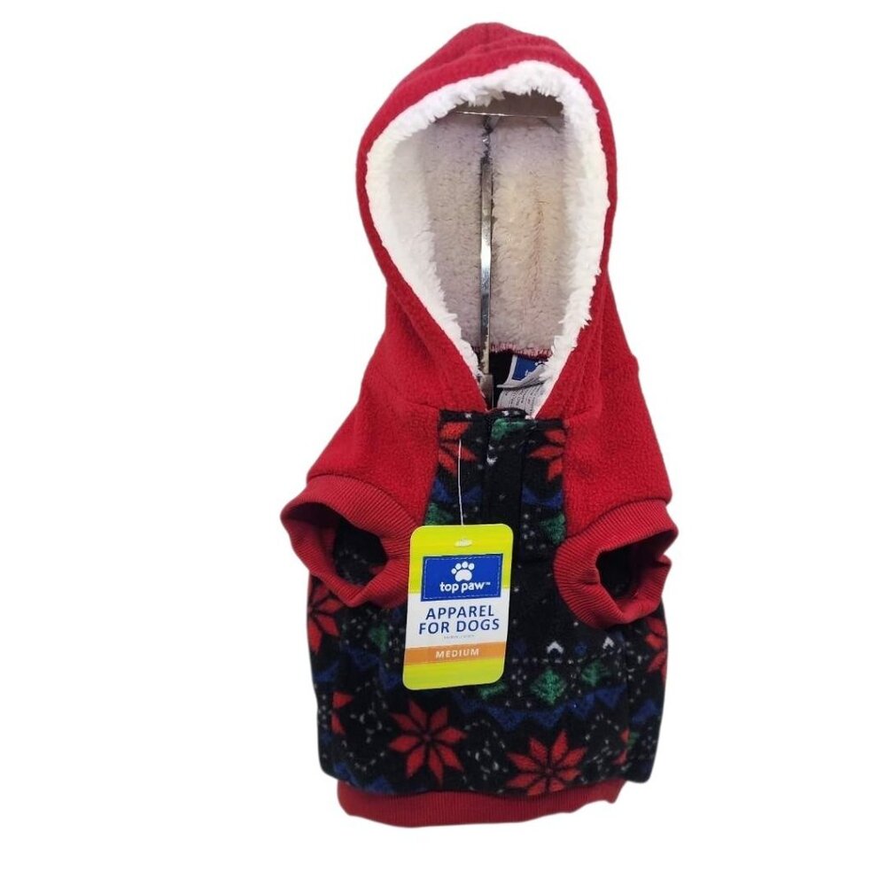 Top Paw Snowflake Fleece Sweater Hoodie Coat Apparel for Dogs Pets Size Medium